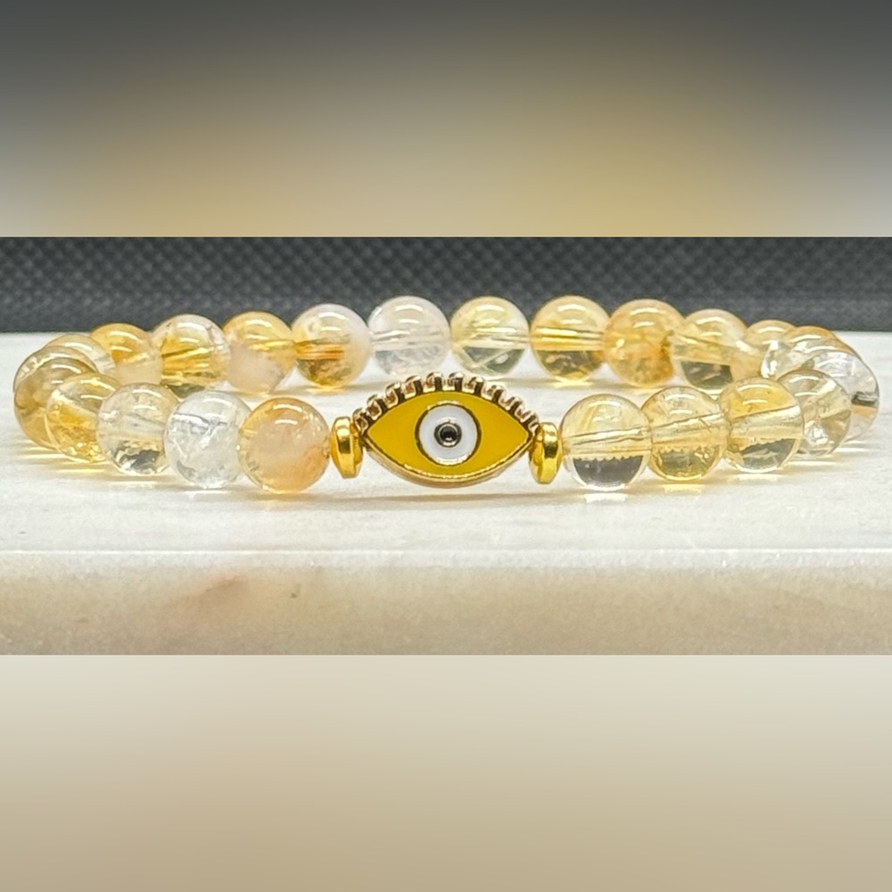 Citrine Healing Crystal Bracelet - Evil Eye Bracelet